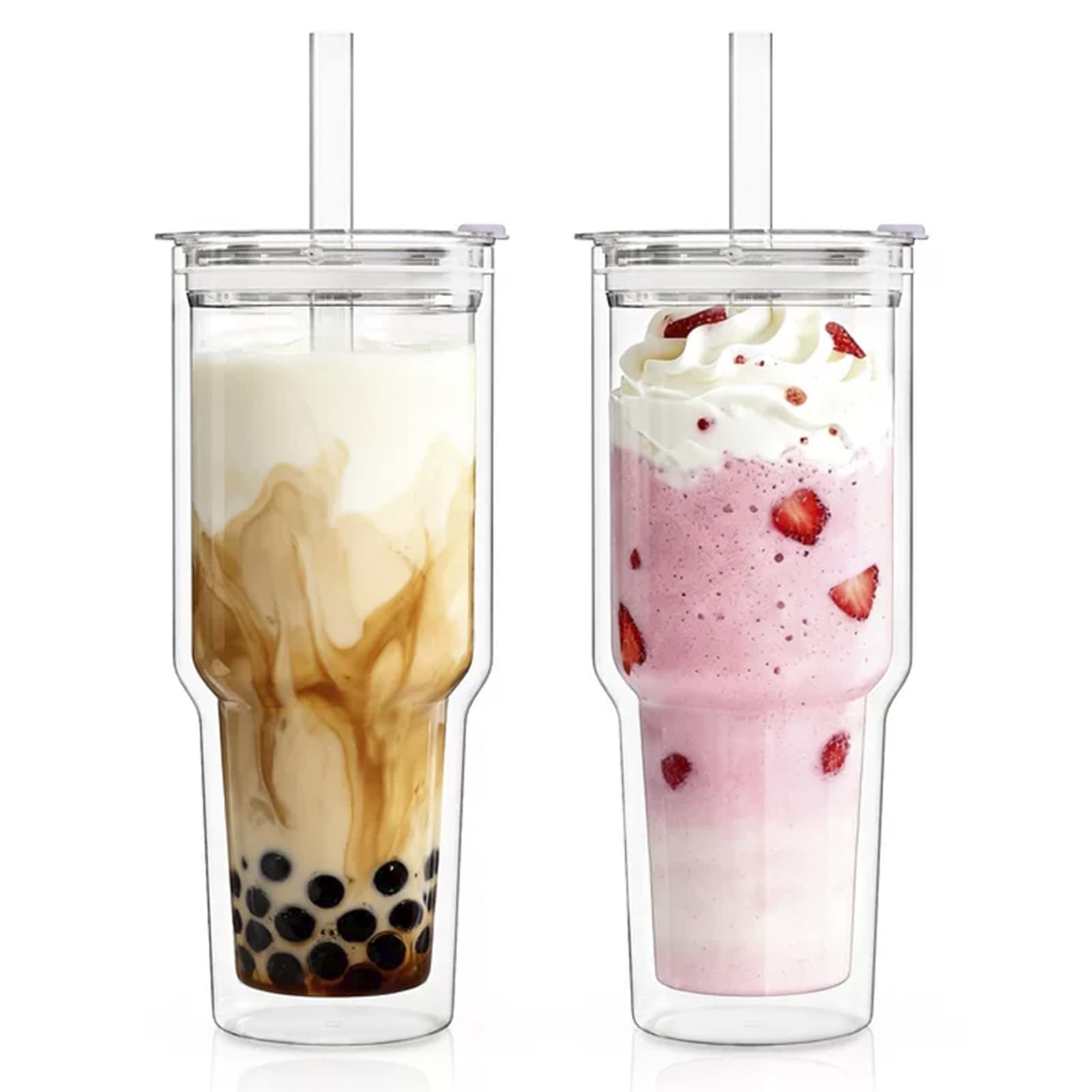 Kemorela 28 oz double-wall tumbler front view highlights large capacity for bubble tea.