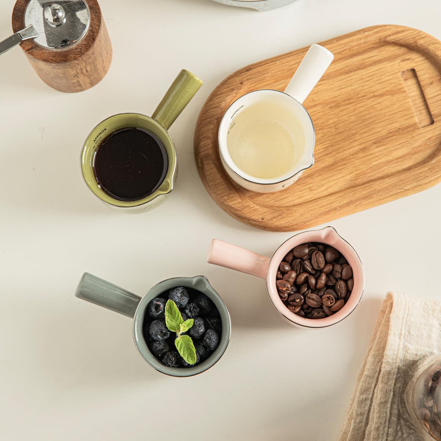 KEMORELA stackable espresso cups showing compact design