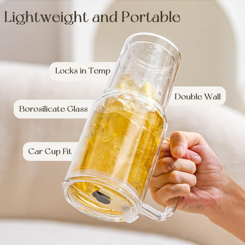 KEMORELA tumbler with sturdy handle for comfortable daily use.