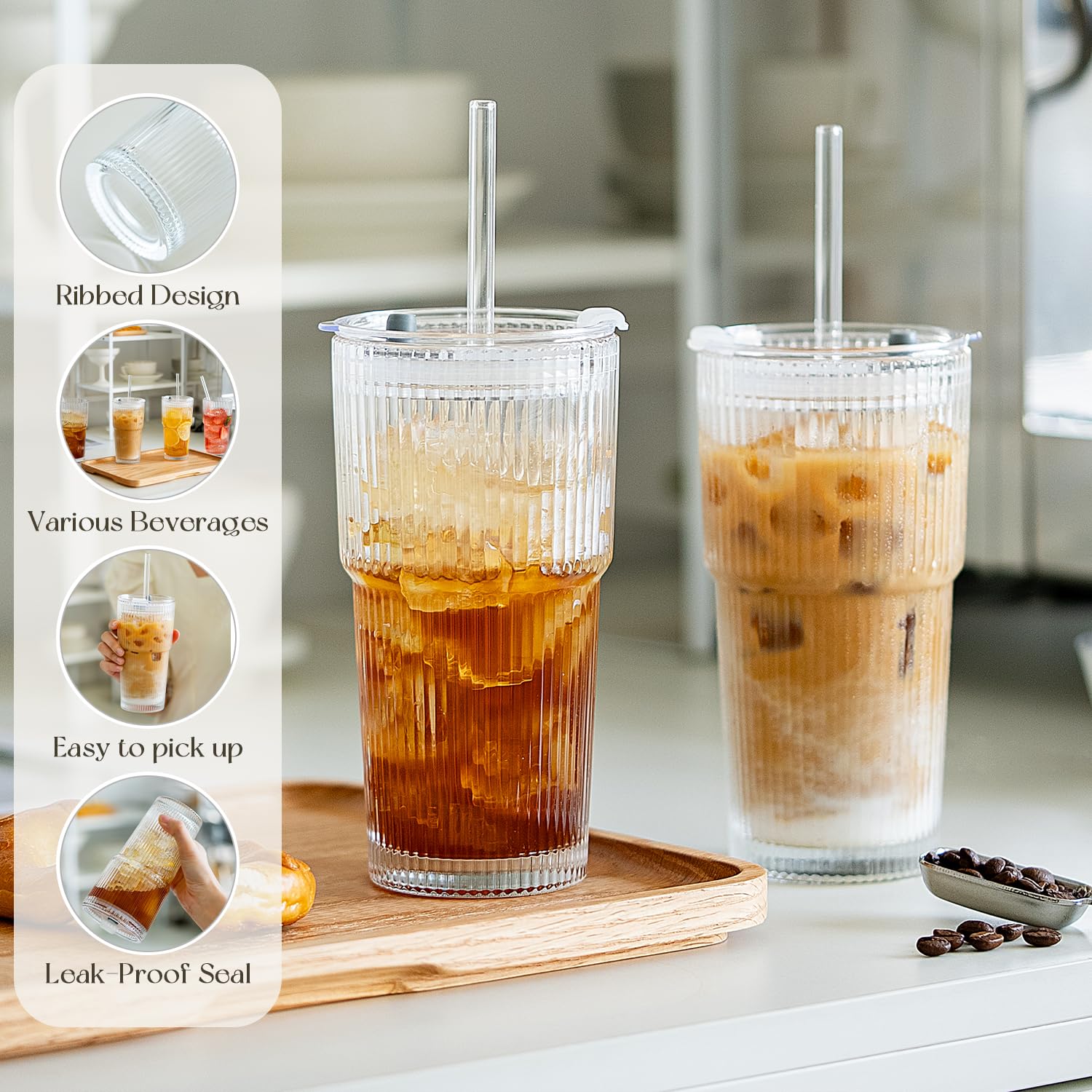KEMORELA wide-mouth design eases pouring of smoothies and iced drinks