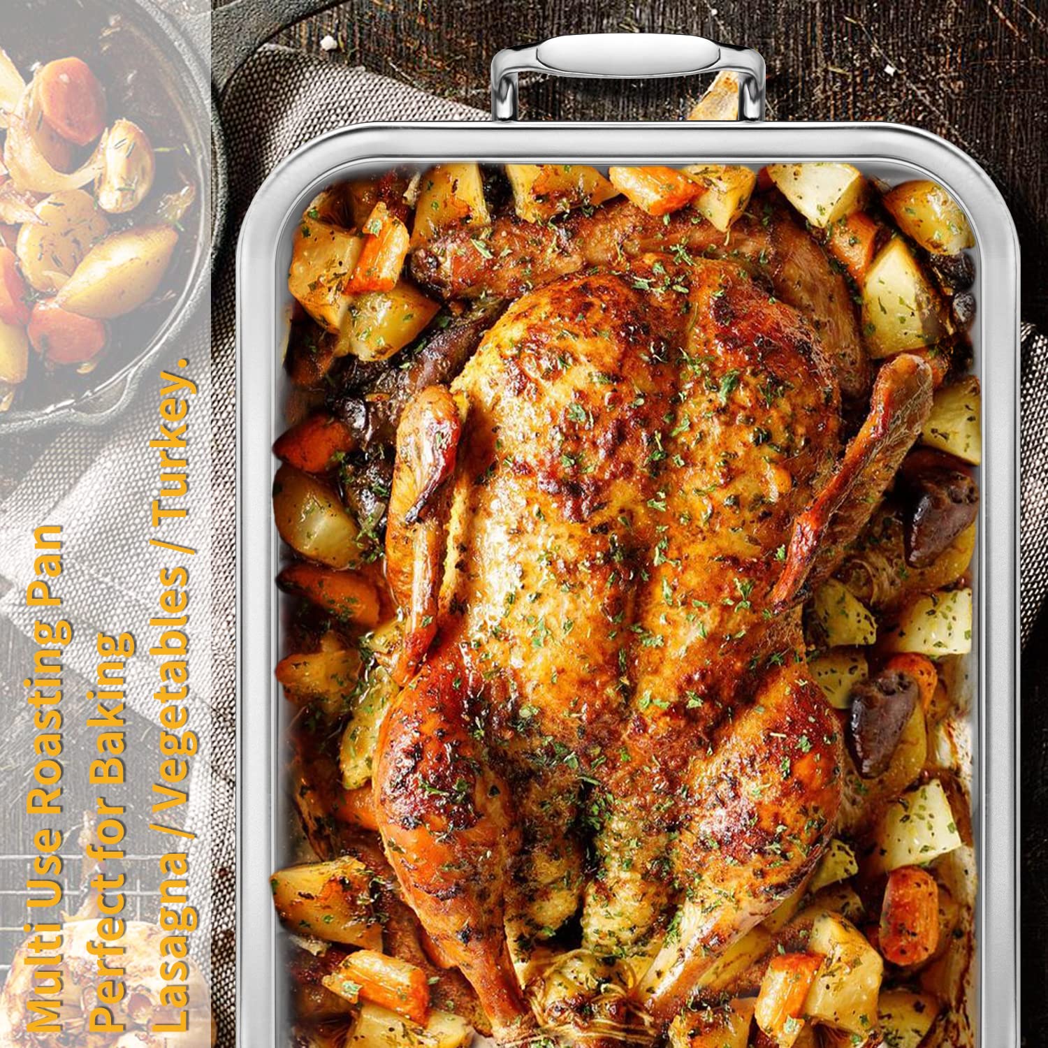Kendane roasting pan dishwasher-safe design ready for easy cleanup.
