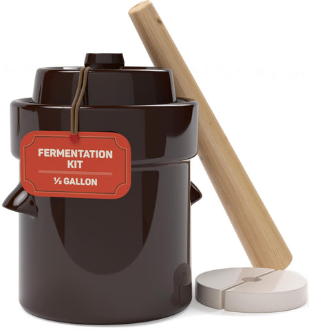 Kenley fermentation crock with lid keeps air out and preserves flavors