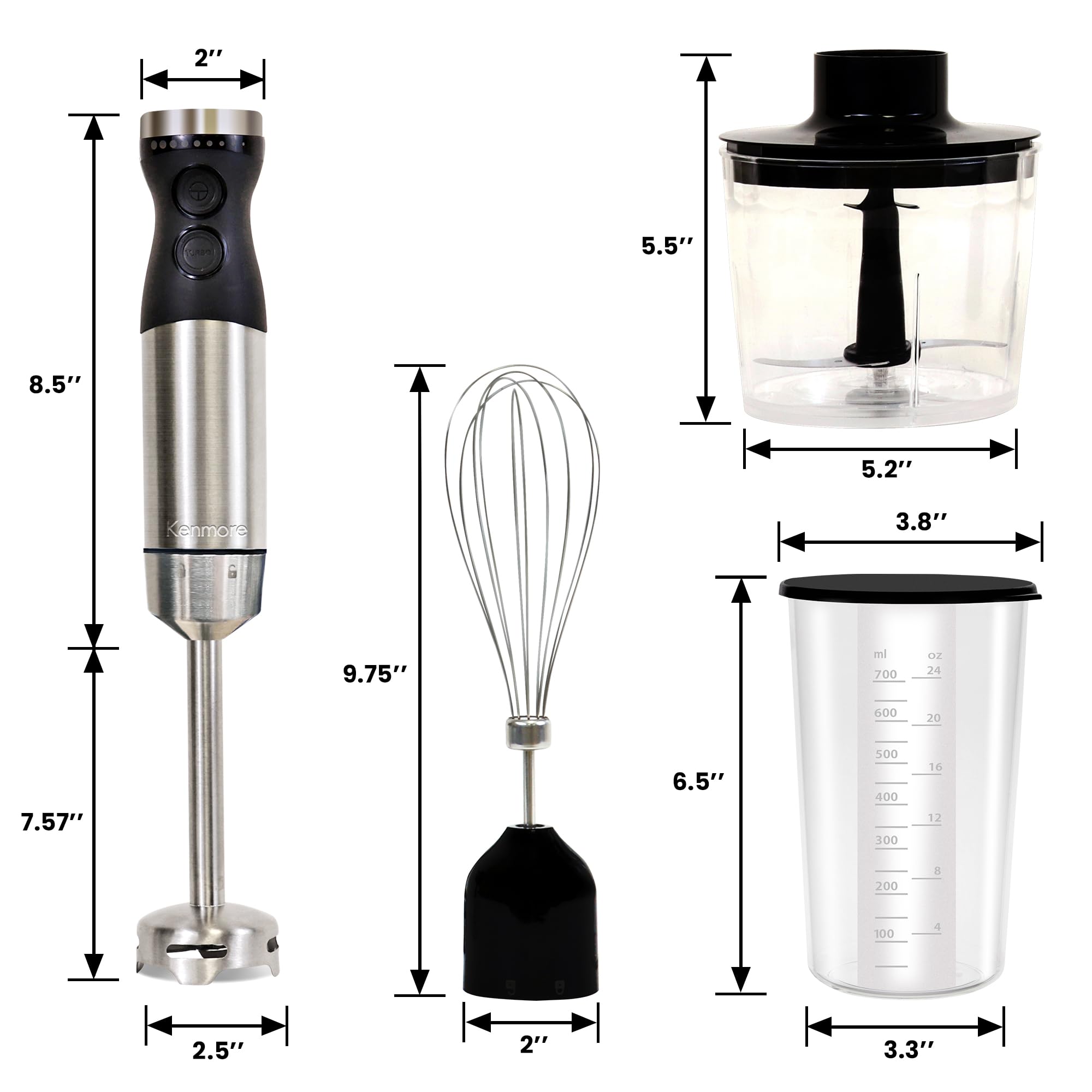 Kenmore immersion blender beaker included for precise measuring and blending