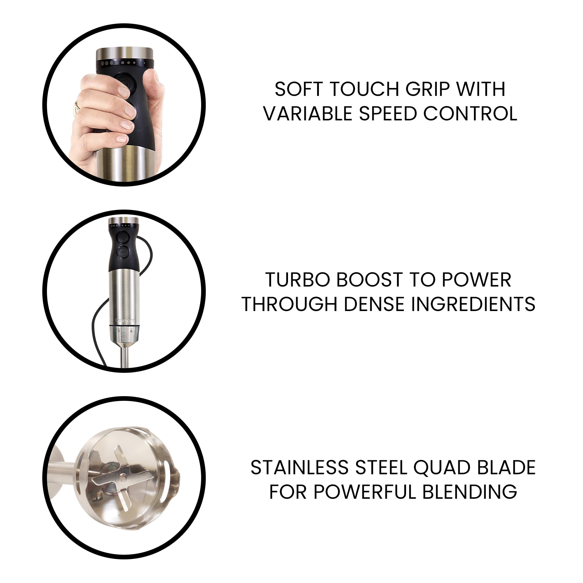 Kenmore immersion blender detachable shaft eases cleaning for busy kitchens