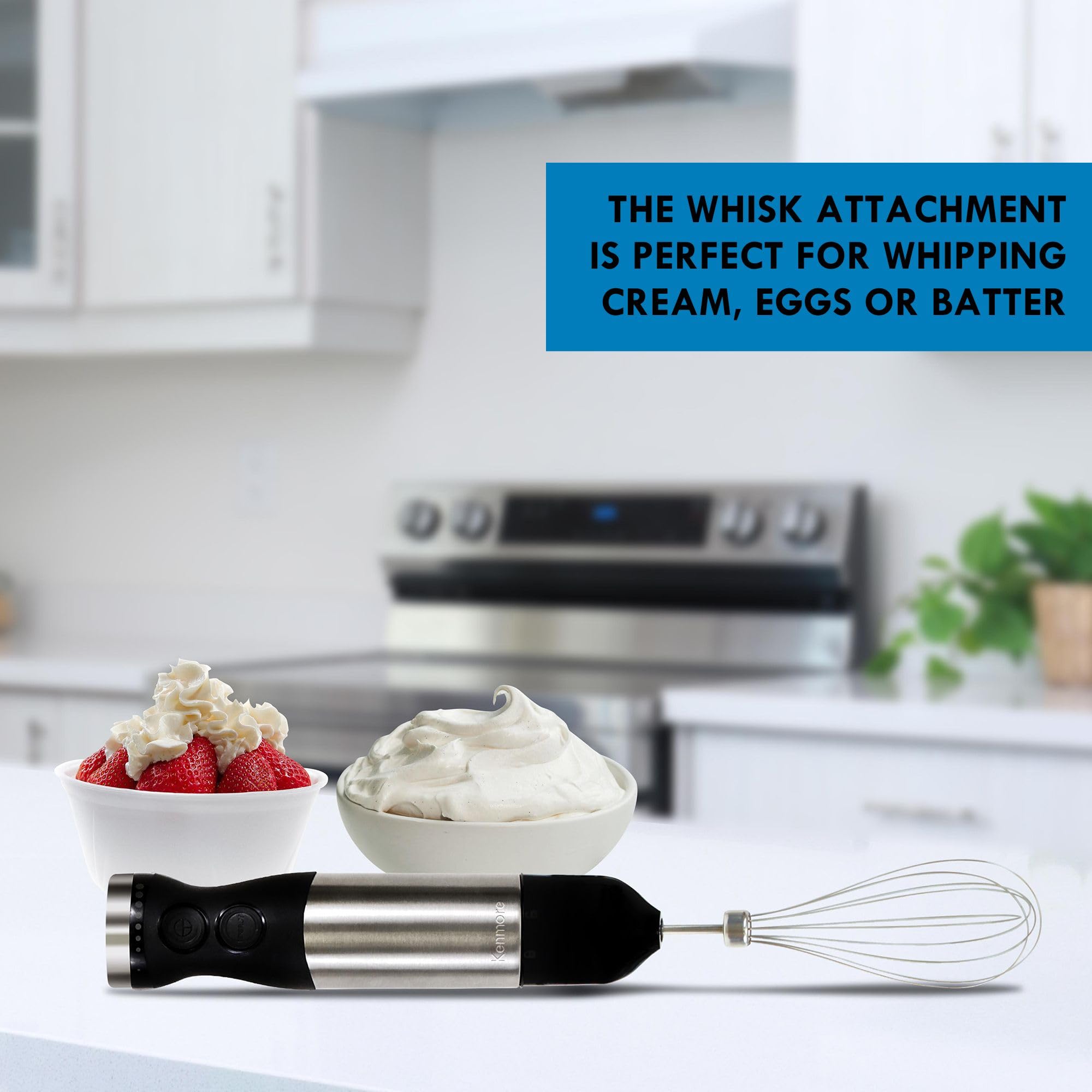 Kenmore immersion blender variable speed dial enables precise texture control
