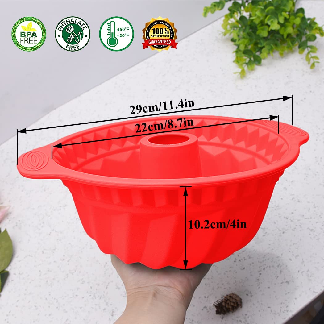 Kenond 9.5-inch fluted silicone cake pan with sturdy handle for secure grip.