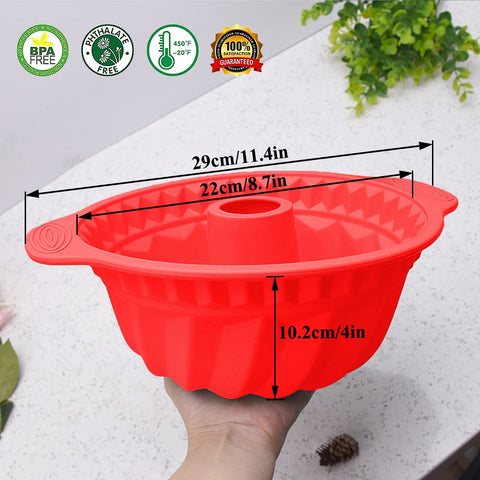 Kenond 9.5-inch fluted silicone cake pan with sturdy handle for secure grip.
