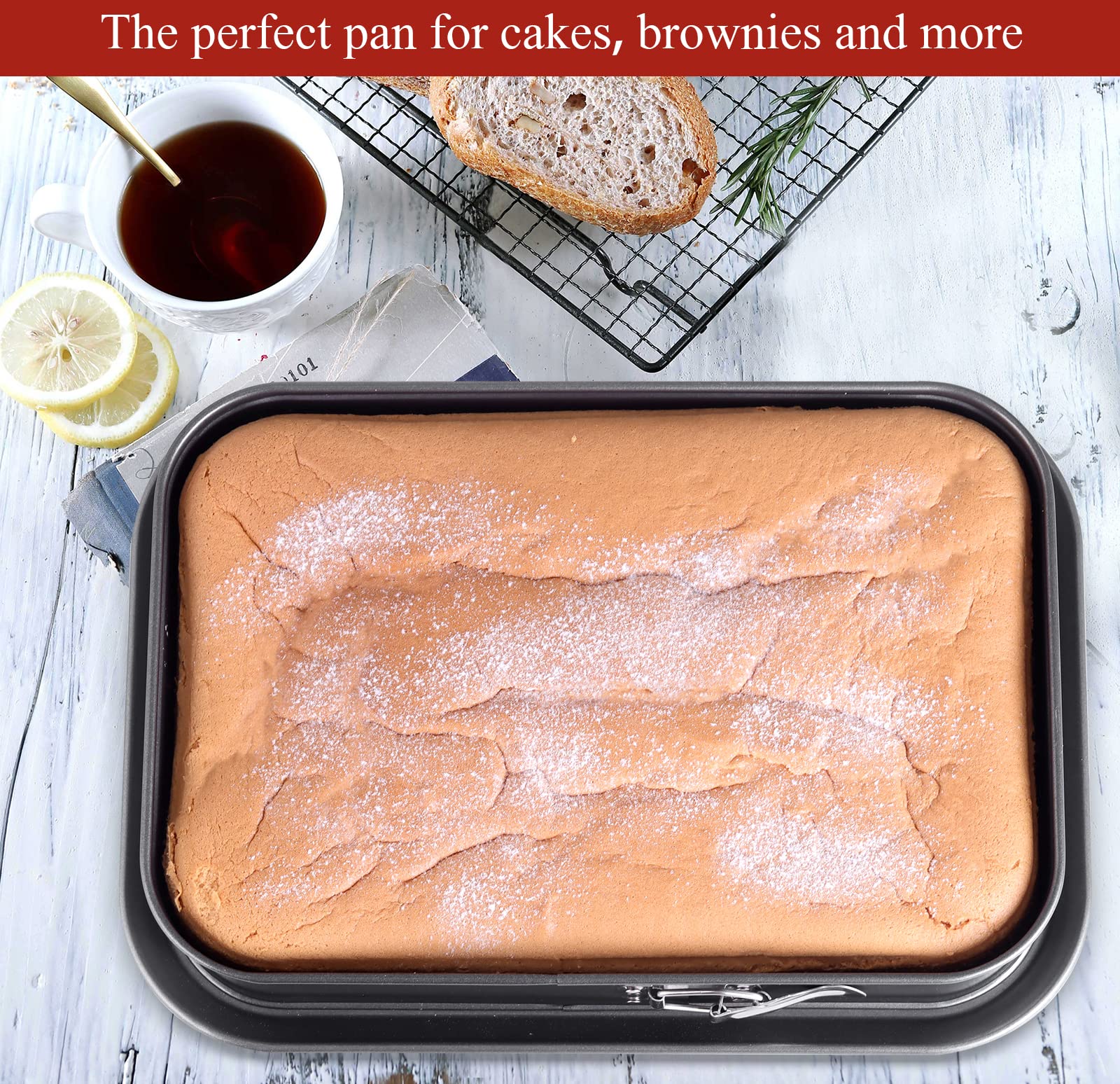Kenond carbon steel pan heats evenly for consistent baking results.