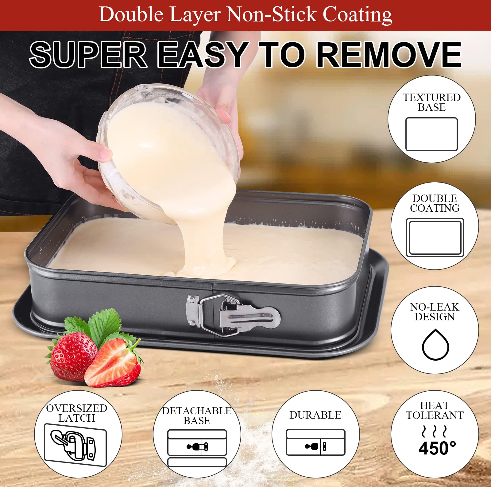 Kenond non-stick coating for effortless cake release and cleanup.