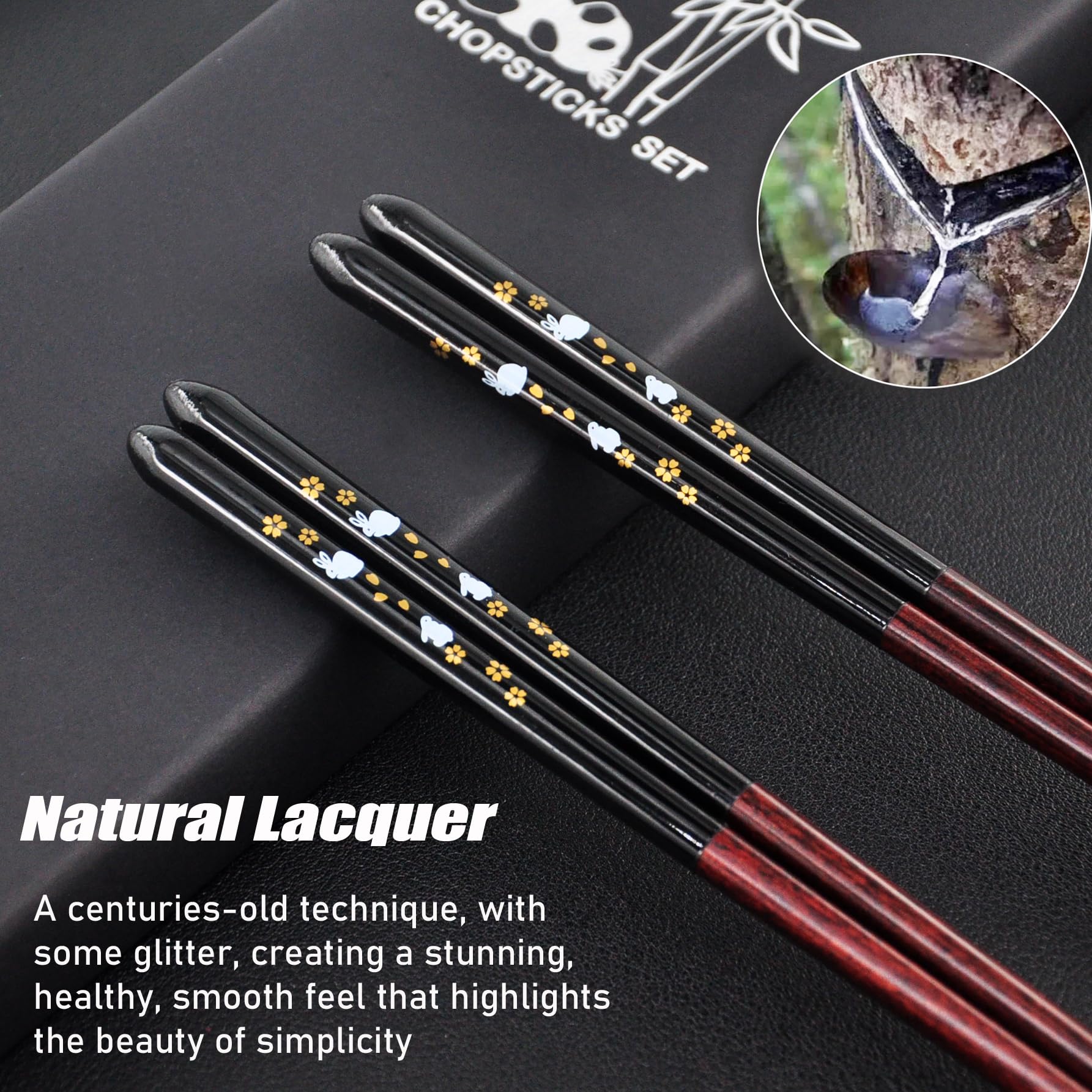 Kenpal 9-inch chopsticks with natural lacquer for durable, smooth meals.