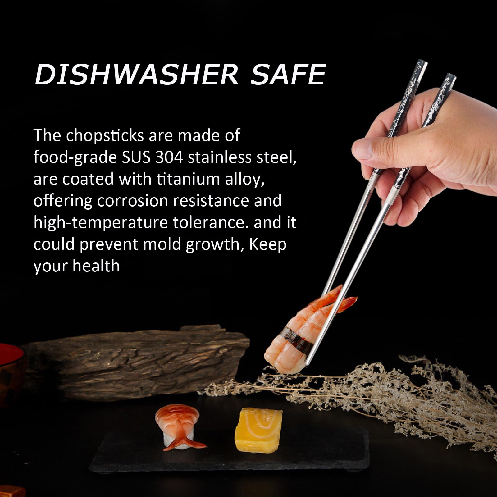 Kenpal odor- and rust-resistant chopsticks, ideal for daily reuse and long-lasting use.