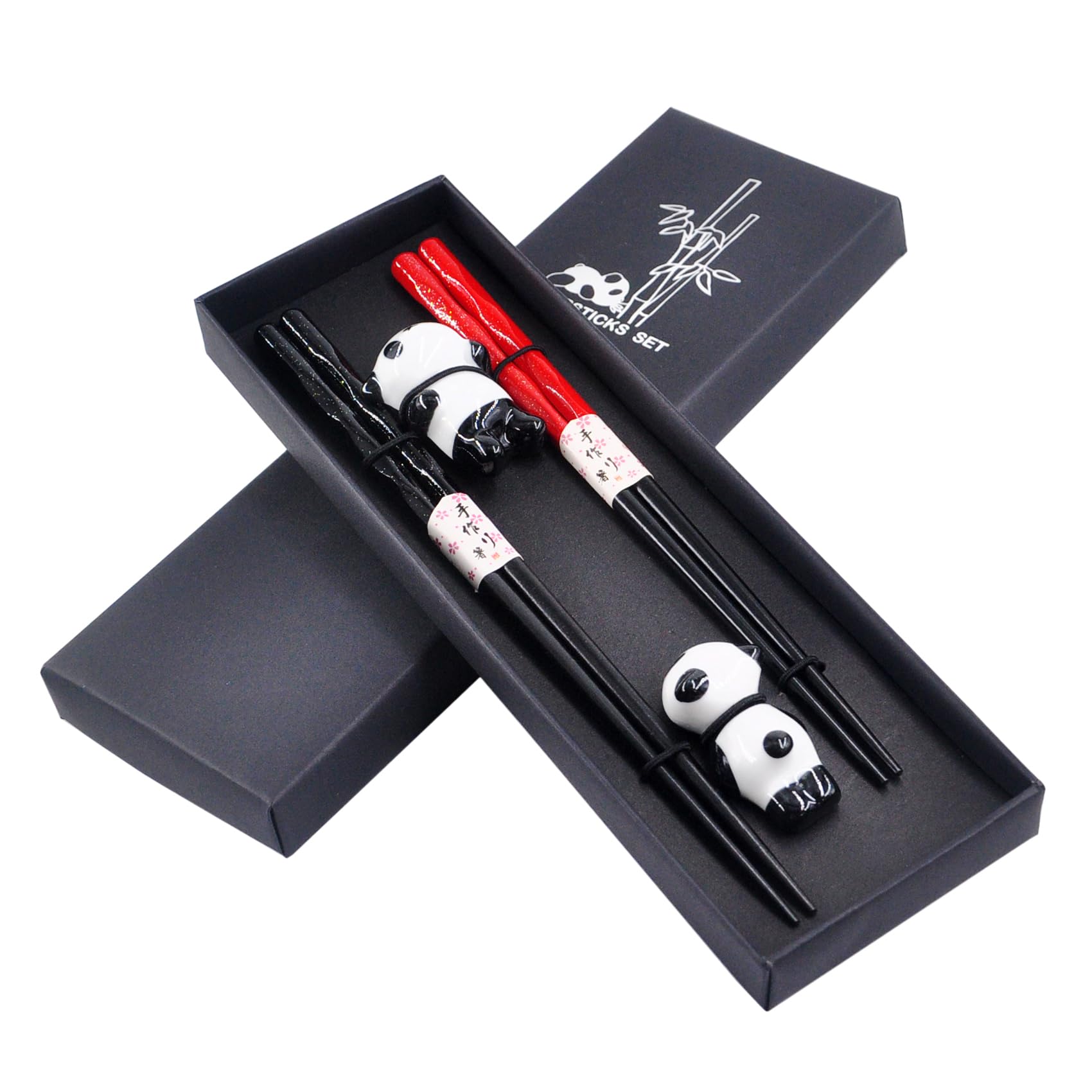 Kenpal reusable chopsticks with panda holder pose one for a playful table display.