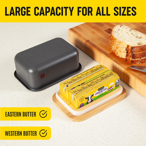KENSINGTON LONDON butter dish in fridge preserves texture and prevents odor transfer.