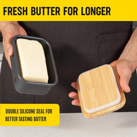 KENSINGTON LONDON butter dish with lid open for quick serving during breakfasts.