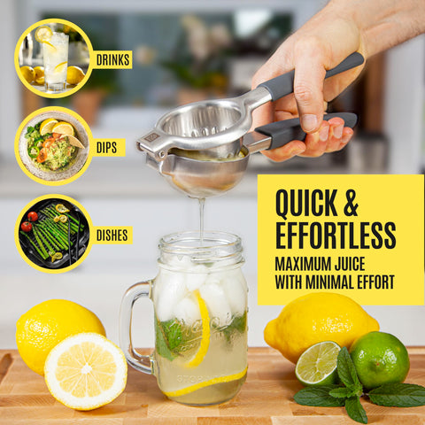 Kensington London squeezer handles grip for steady juice extraction.