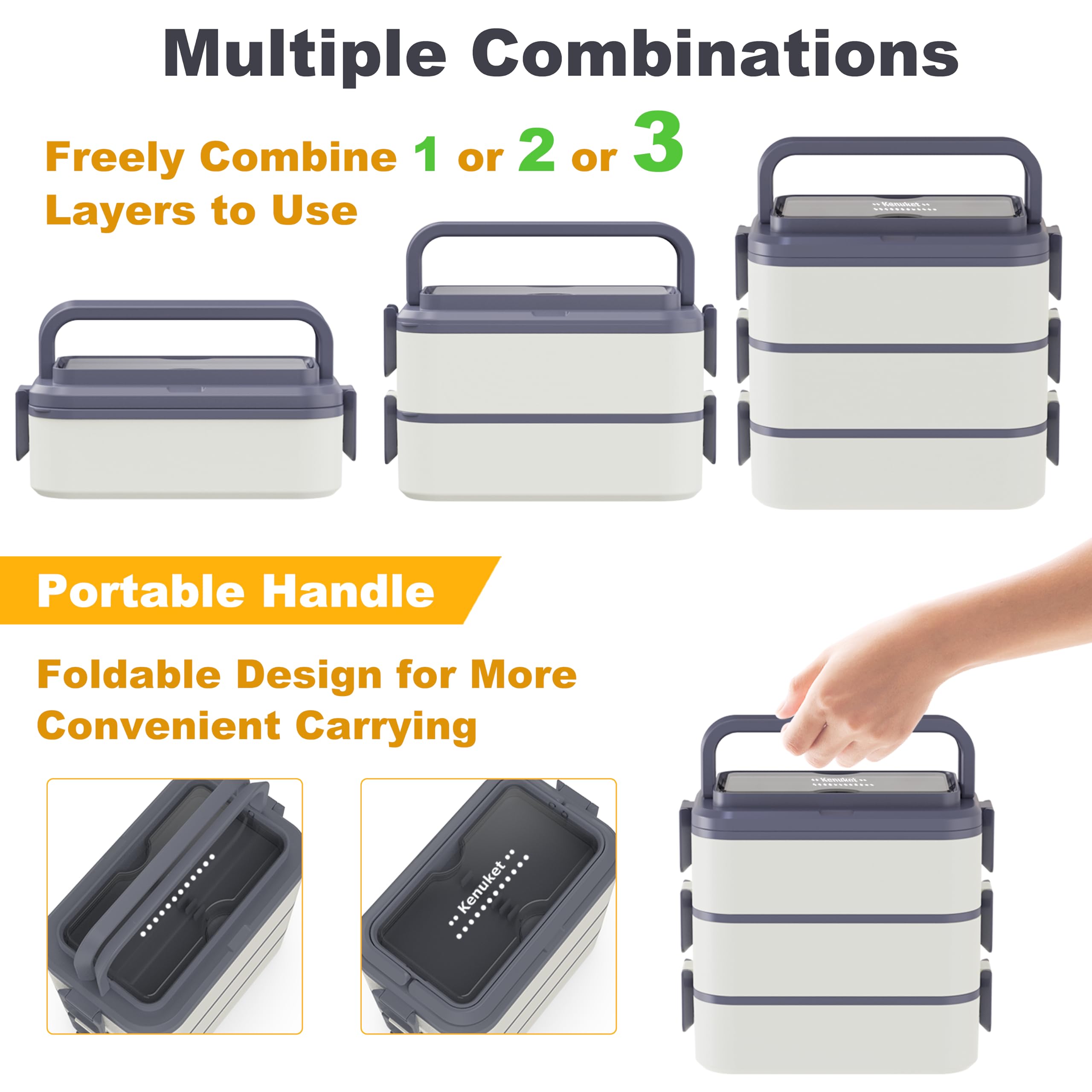 Kenuket leakproof lunch box with durable clips preventing spills.