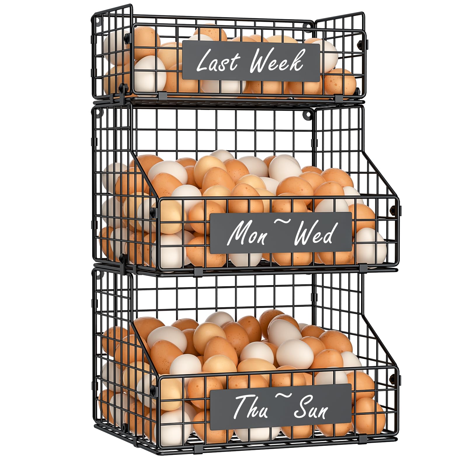 Keomaisyto egg holder with nameplates for labeled freshness tracking on the countertop.