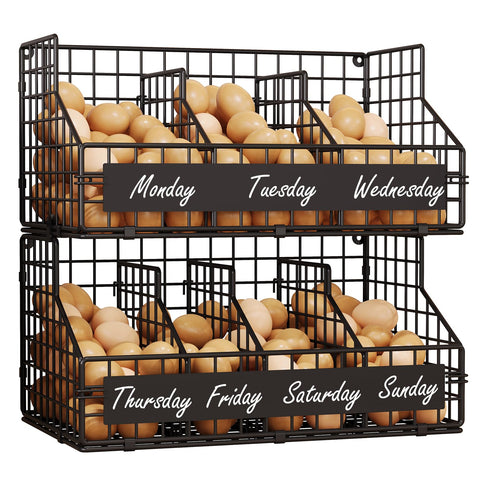 Keomaisyto Fresh Egg Holder with 5 Dividers keeps eggs neatly organized for a week.