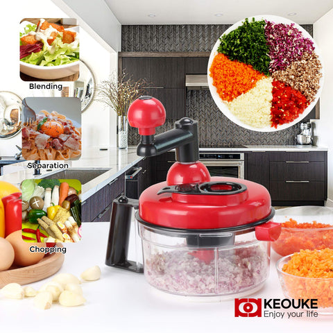 KEOUKE hand crank chopper with egg separator, quick egg prep for salads.