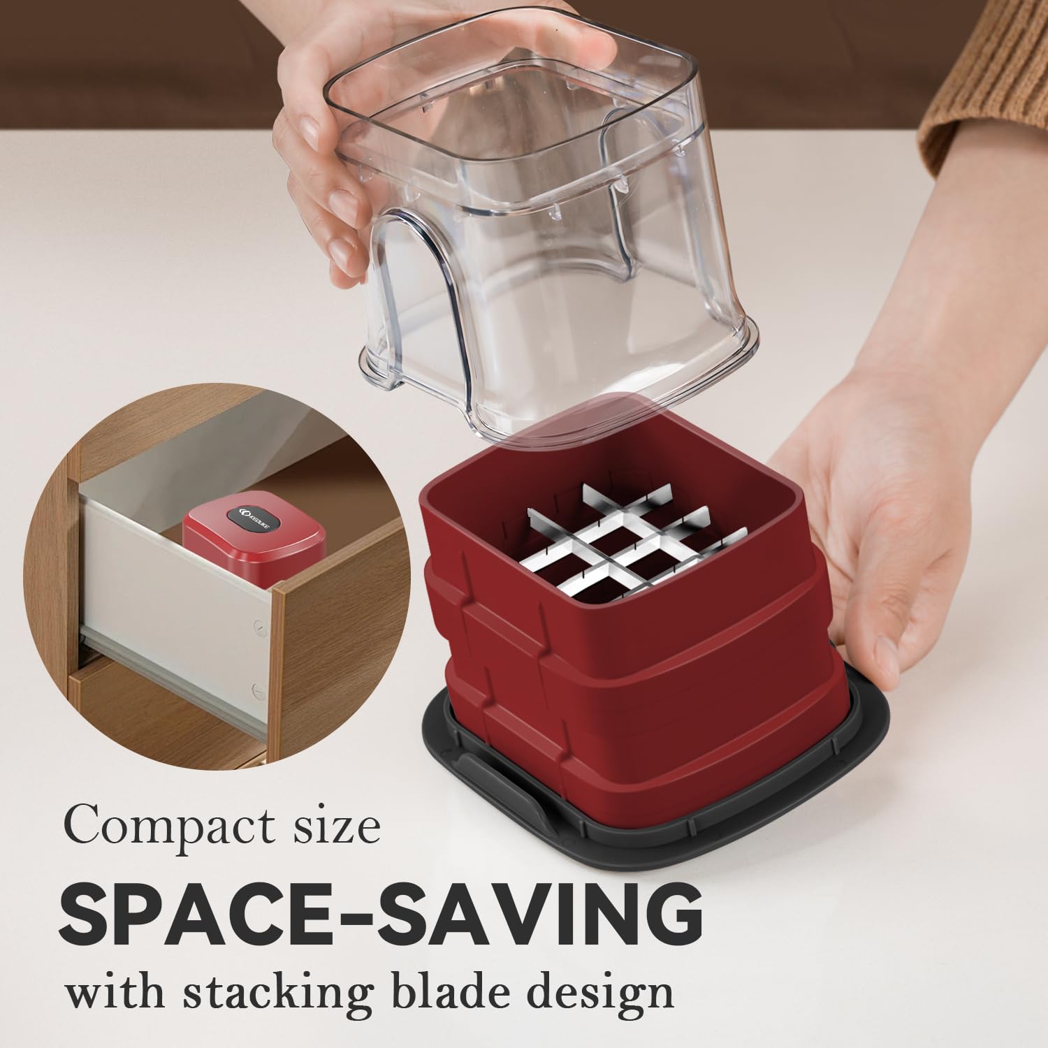 KEOUKE red chopper cleaning brush included for easy cleanup