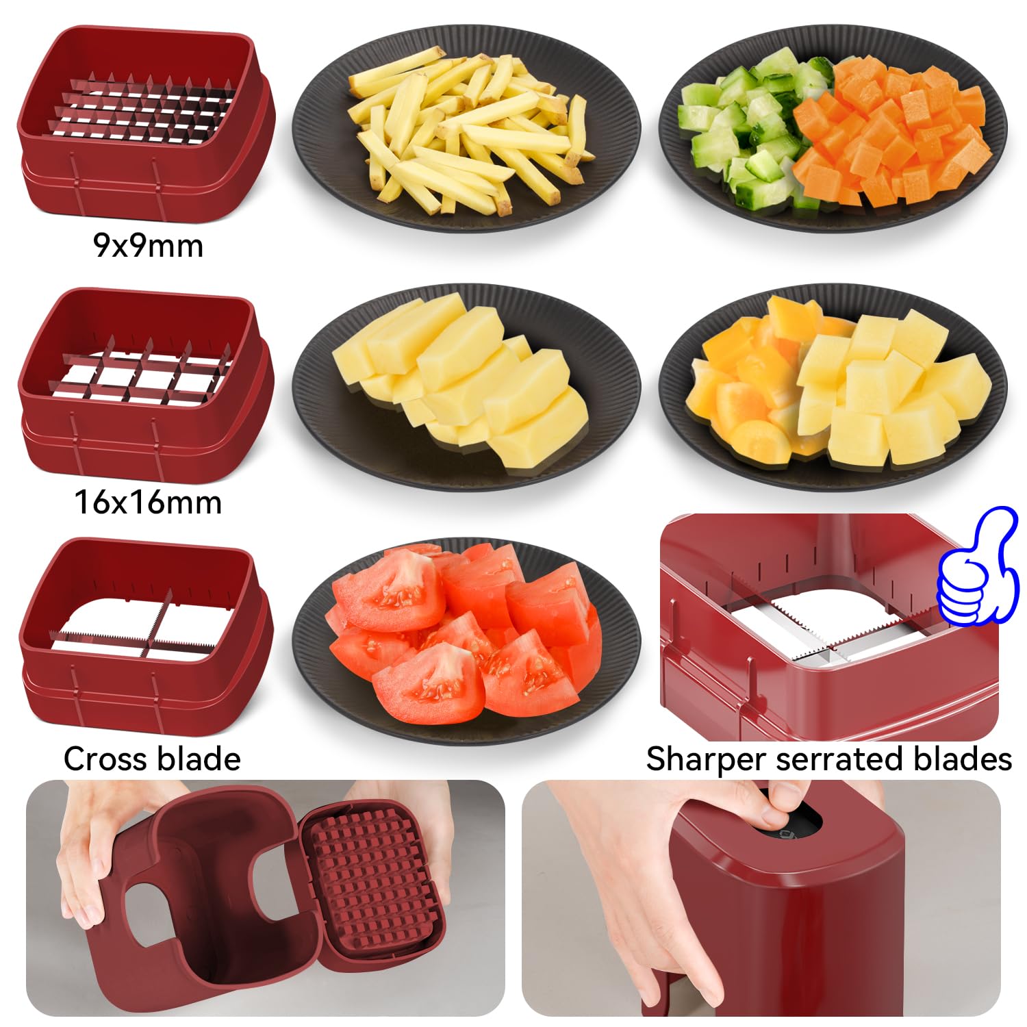KEOUKE red chopper blade assembly with three blades for versatility