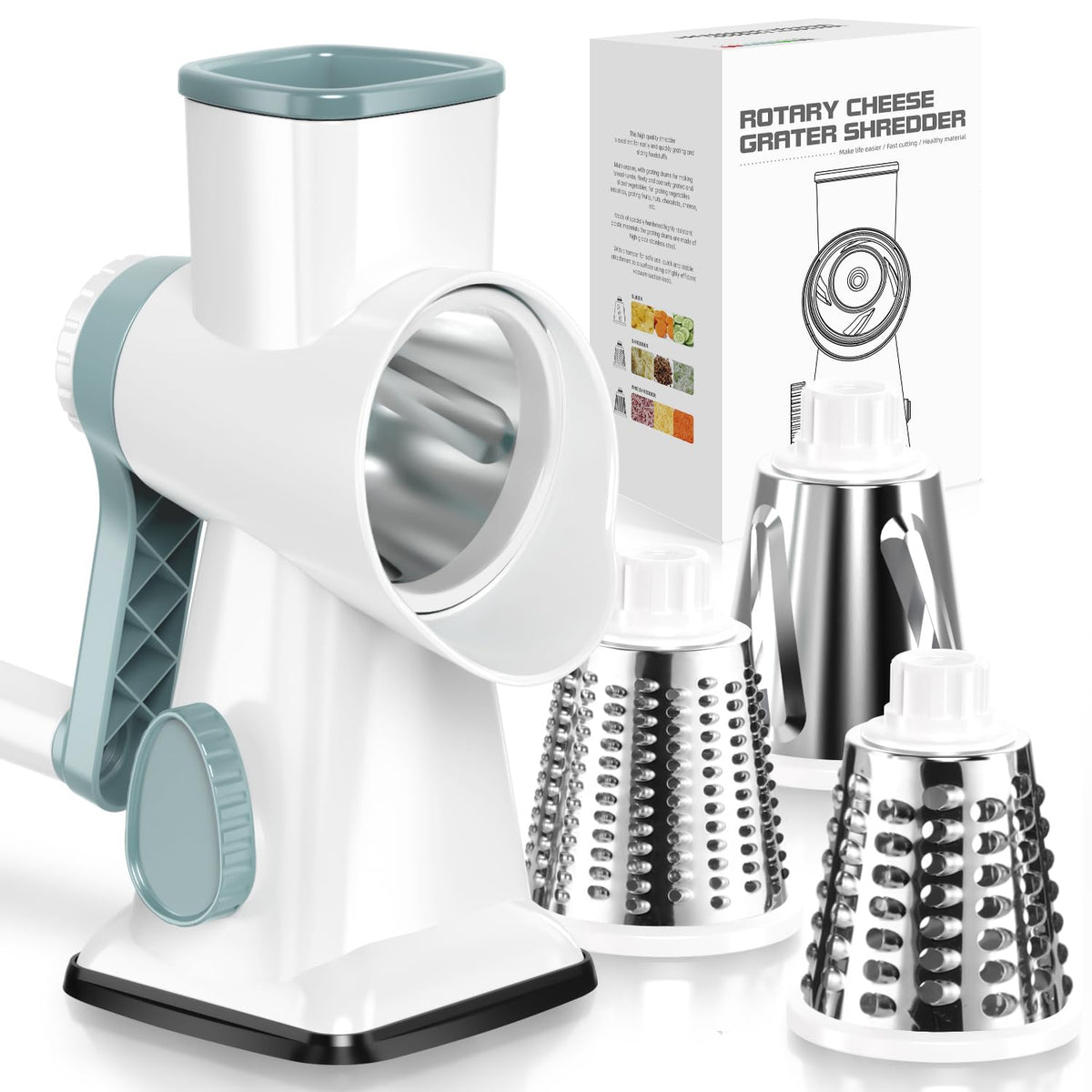 Keouke rotary cheese grater hand crank for stable grating