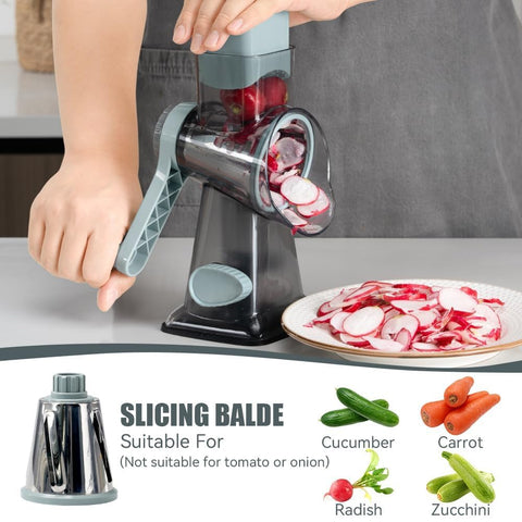 Keouke grater shown with suction base for stable operation on a smooth surface.