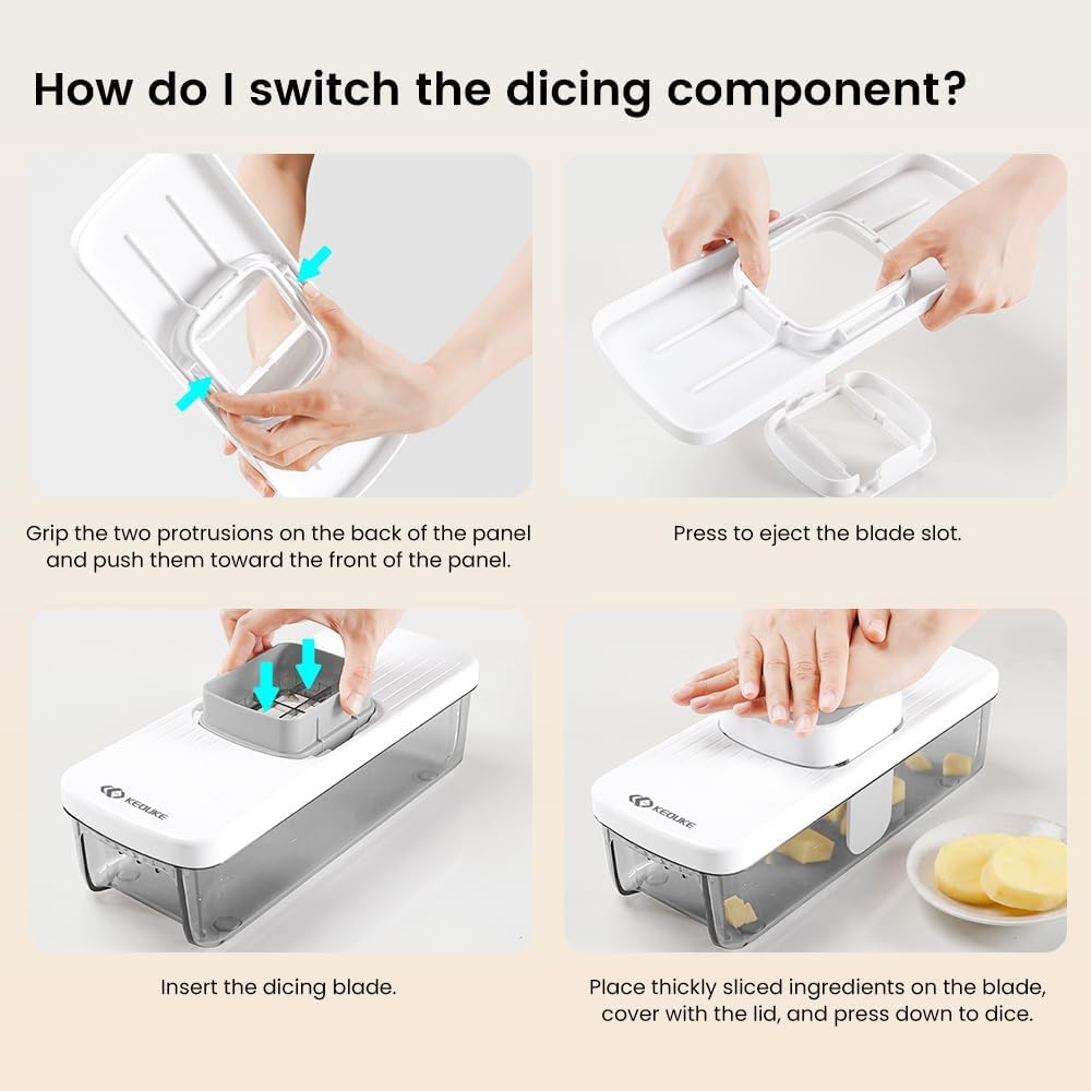 KEOUKE ultra-thin food holder enhances safety with larger produce.