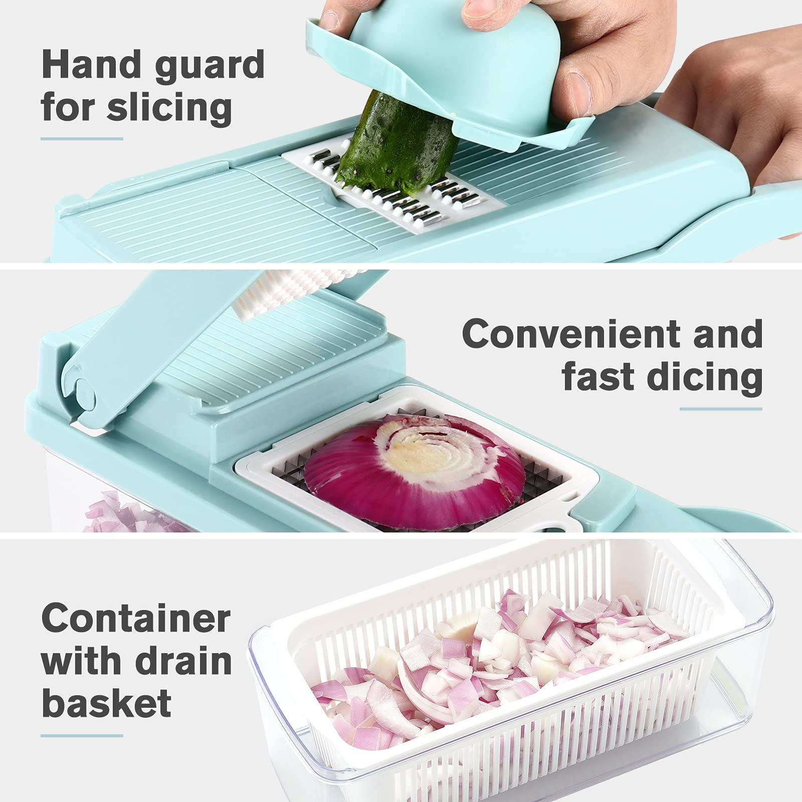 KEOUKE chopper stored inside the container to save counter space