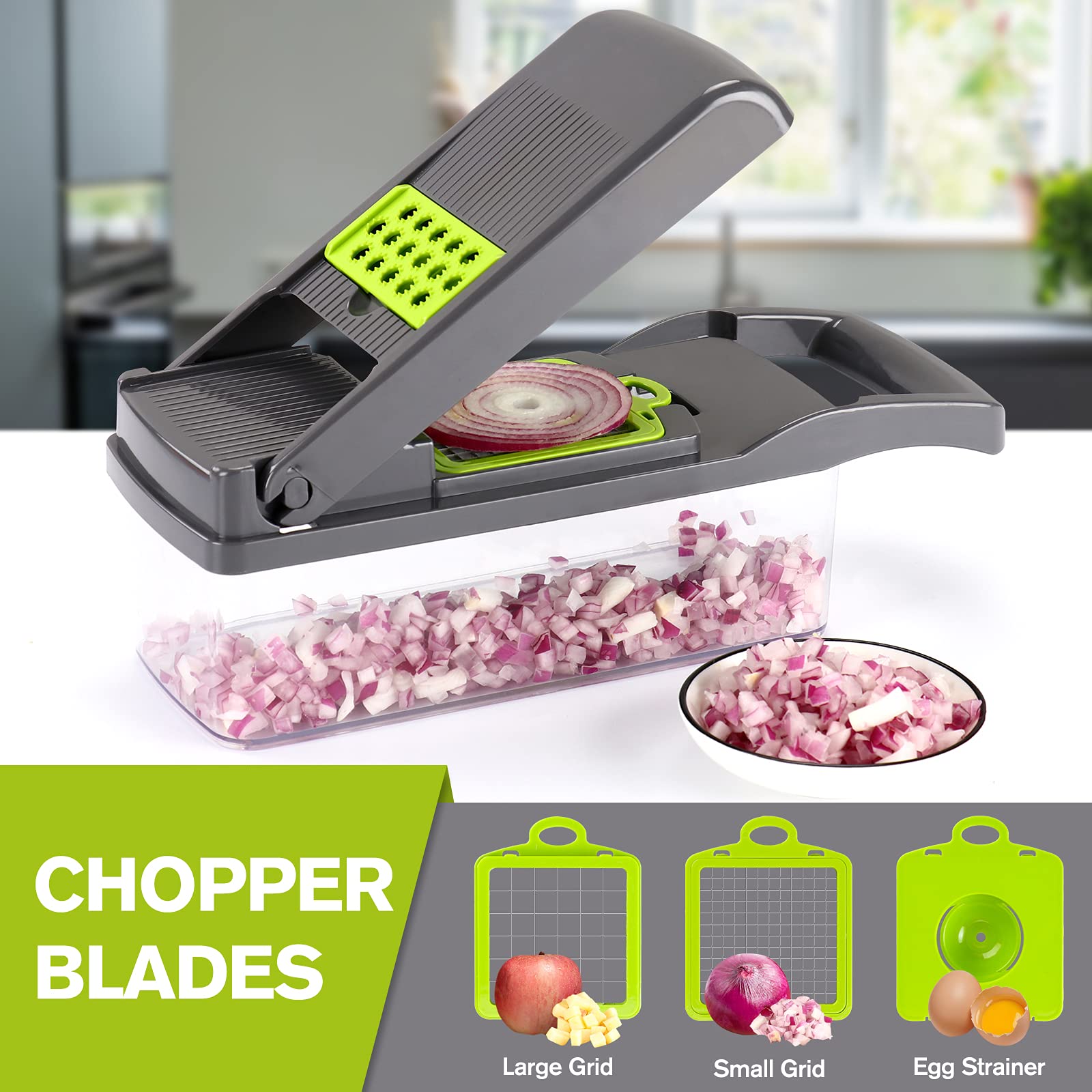 KEOUKE chopper blades ready for uniform dice and chop prep