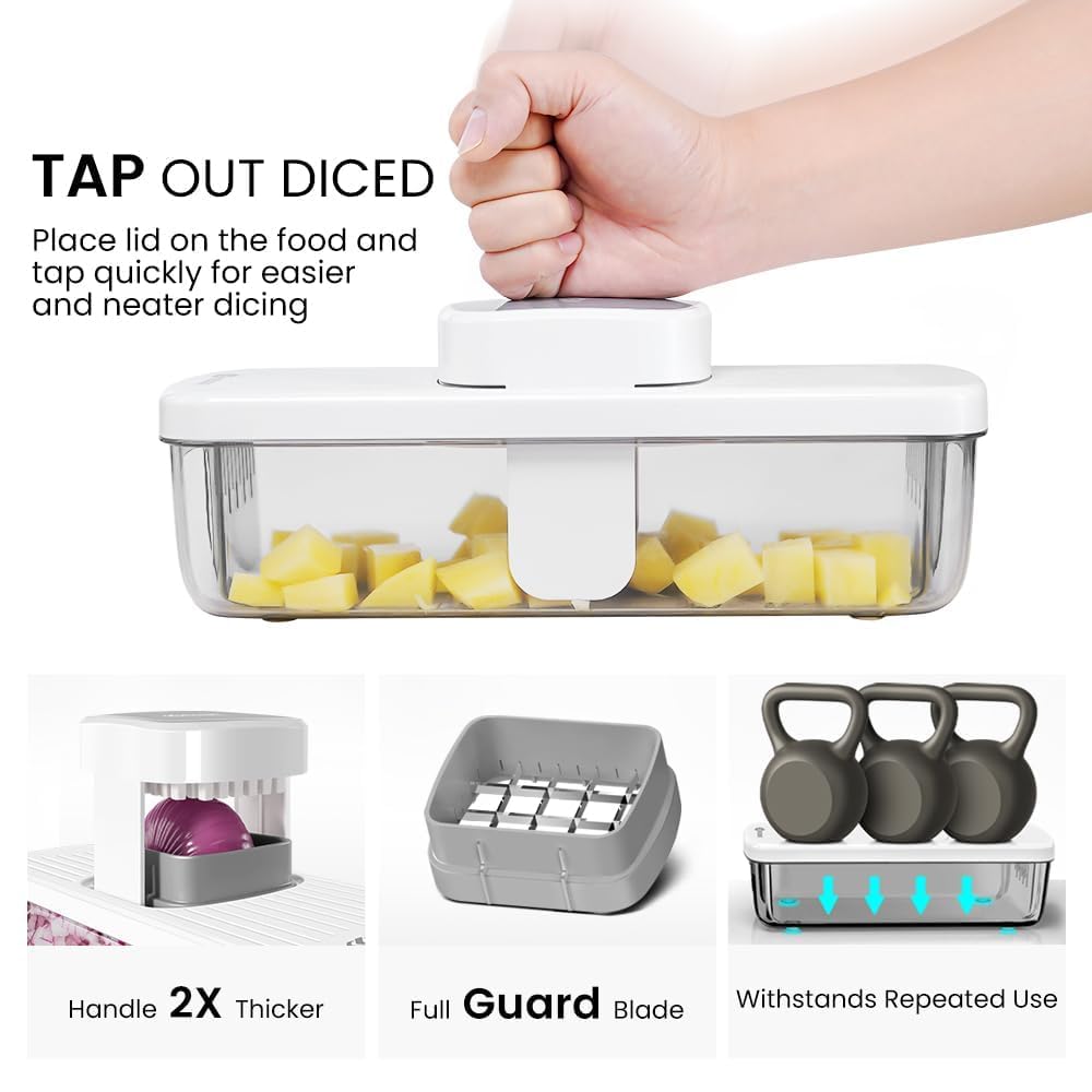 KEOUKE vertical dicing press lid enables even cube shaping.