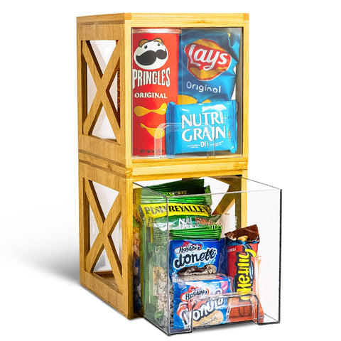 KEOWA bamboo snack organizer keeps cookies and treats neatly accessible
