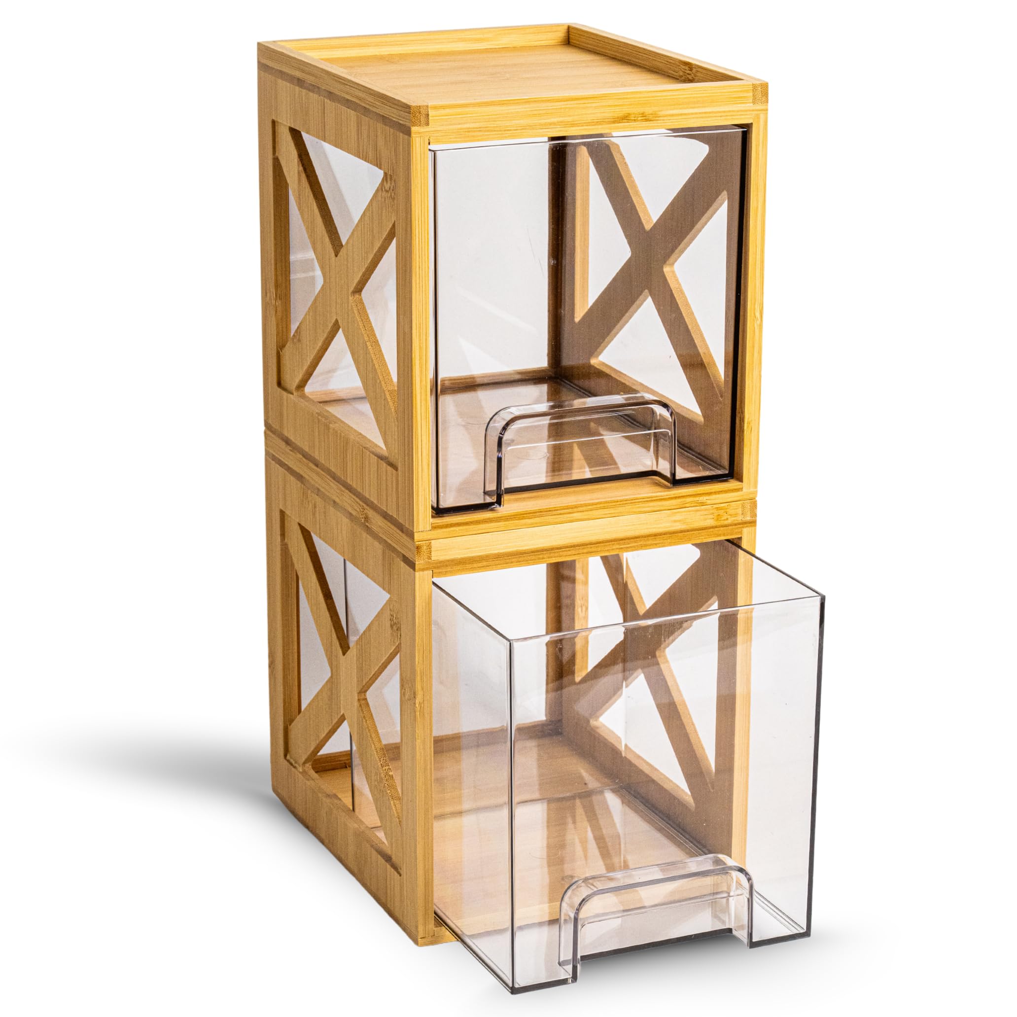 KEOWA bamboo stackable drawers on countertop for organized storage