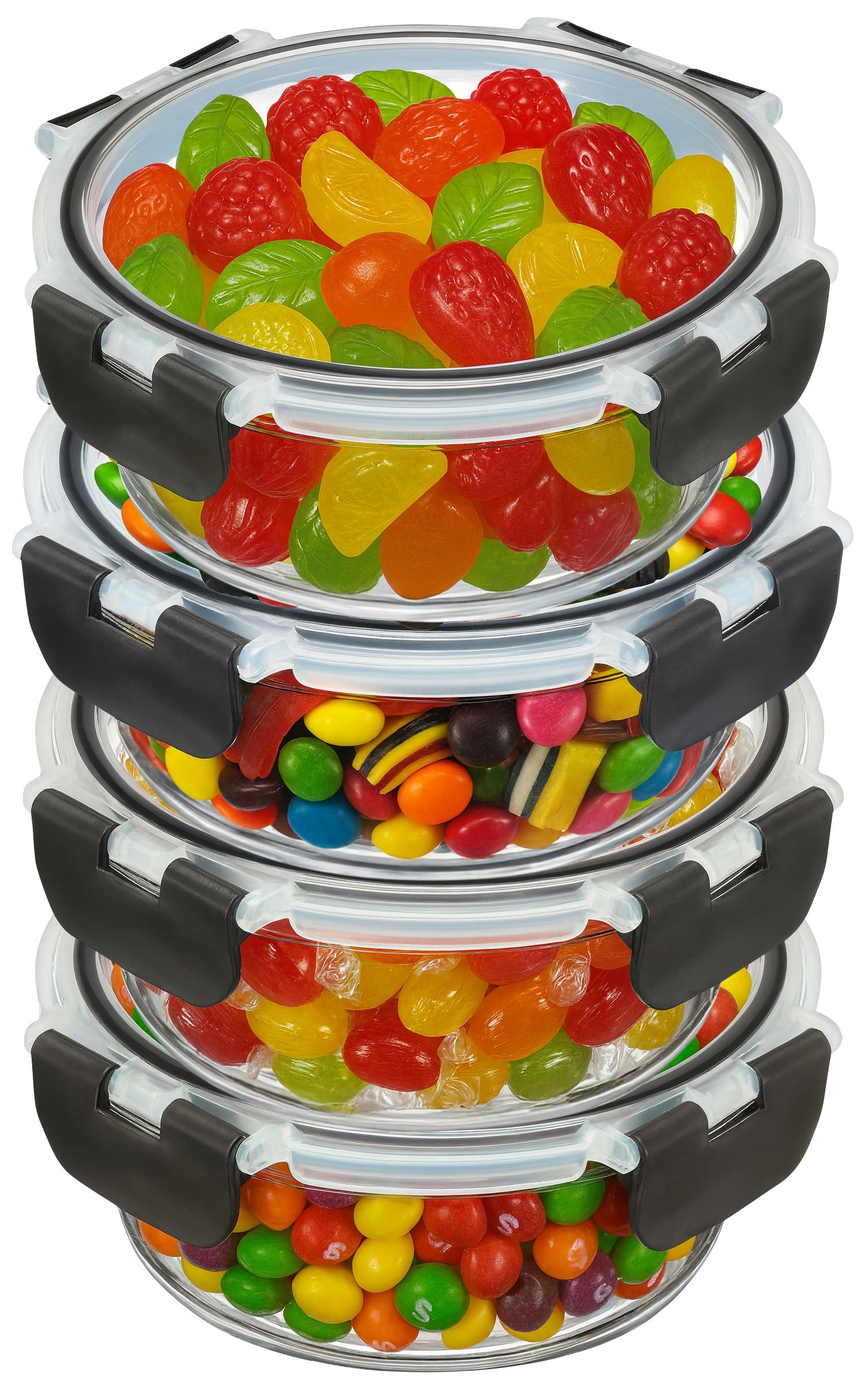 KEPSE 13oz round glass containers with airtight lids for meal prep