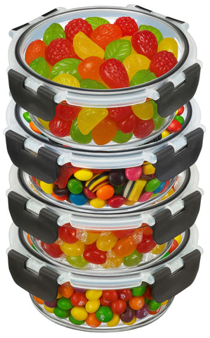 KEPSE 13oz round glass containers with airtight lids for meal prep