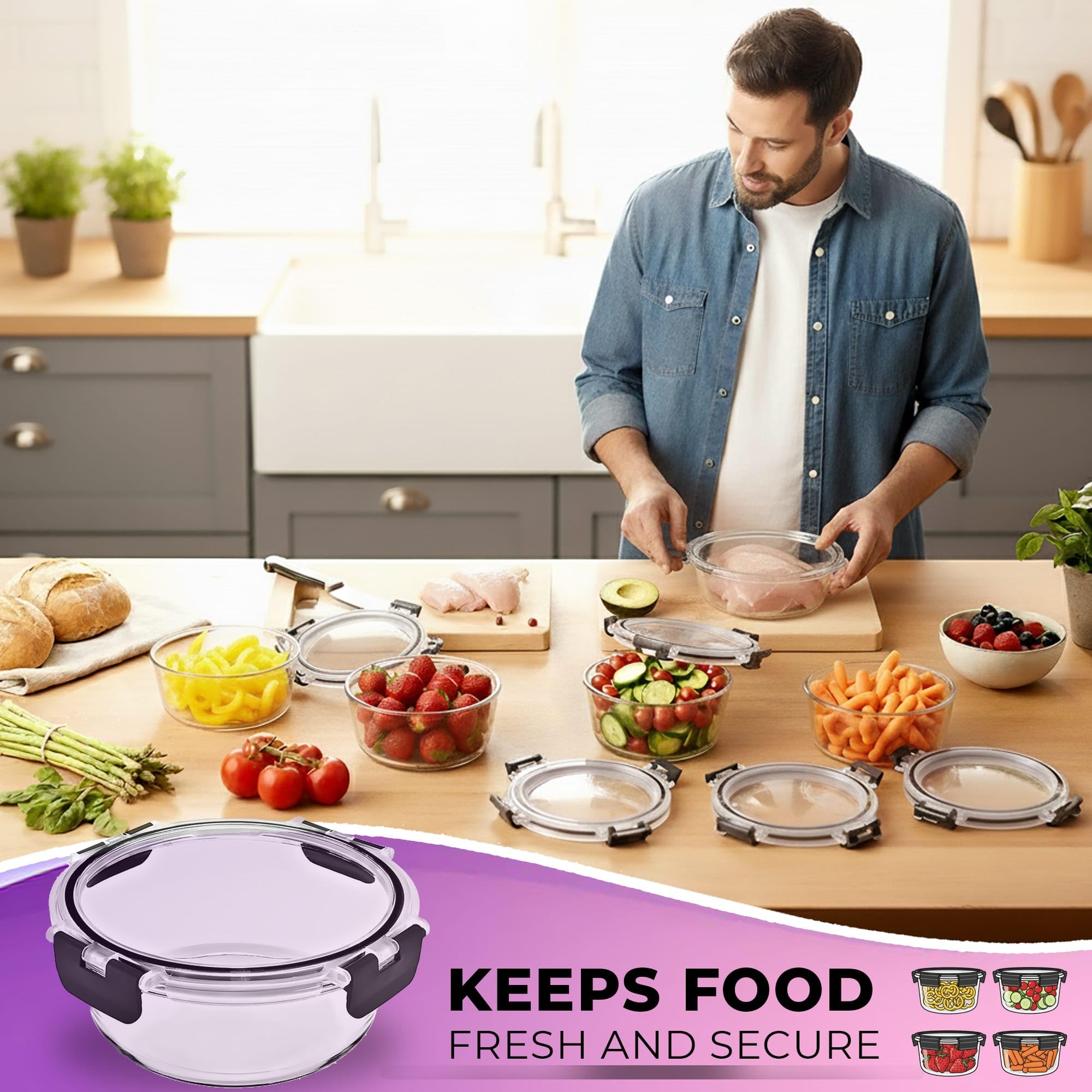 KEPSE stackable design saves fridge and pantry space