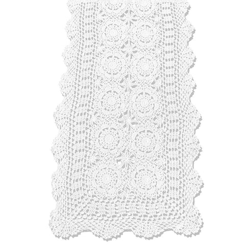 KEPSWET cotton crochet table runner in white adds soft texture and surface protection.