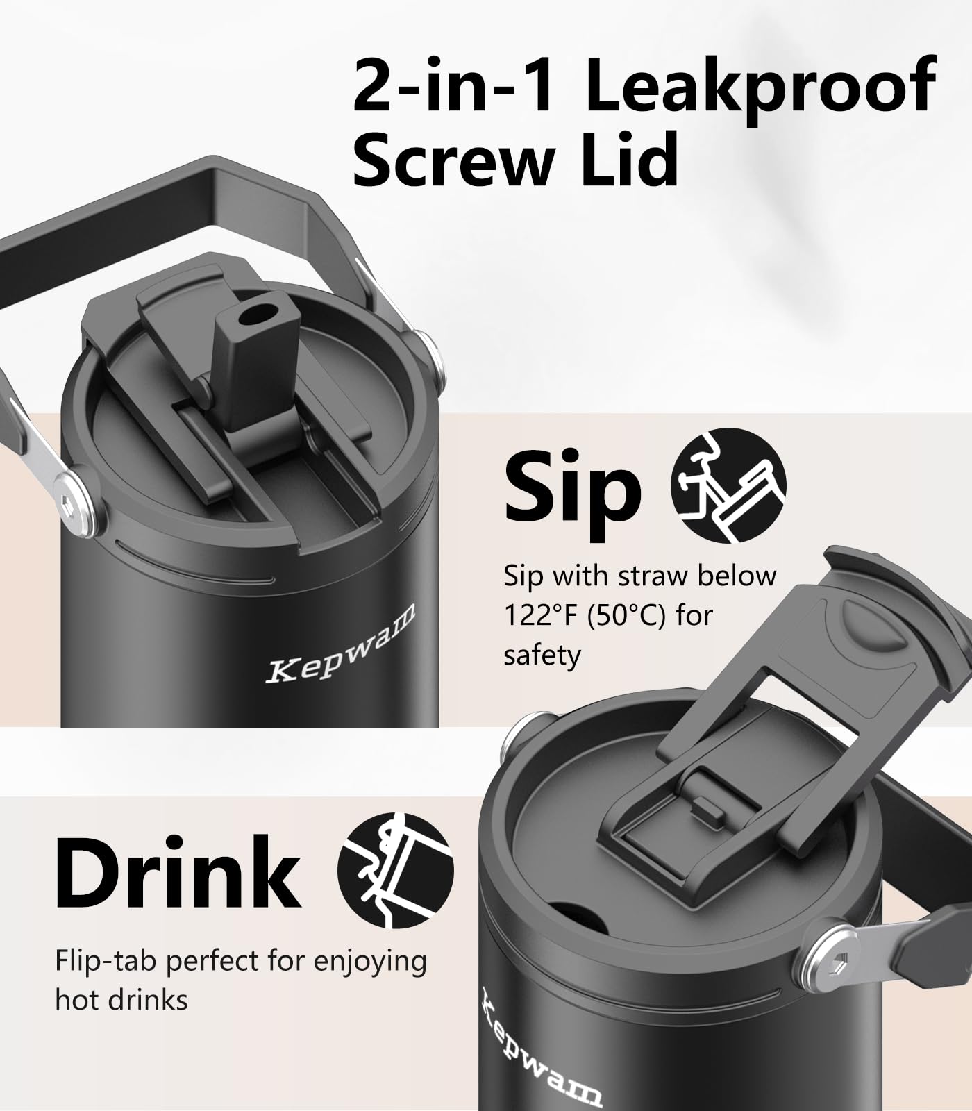 Kepwam ergonomic rotating handle highlights easy grab-and-go design