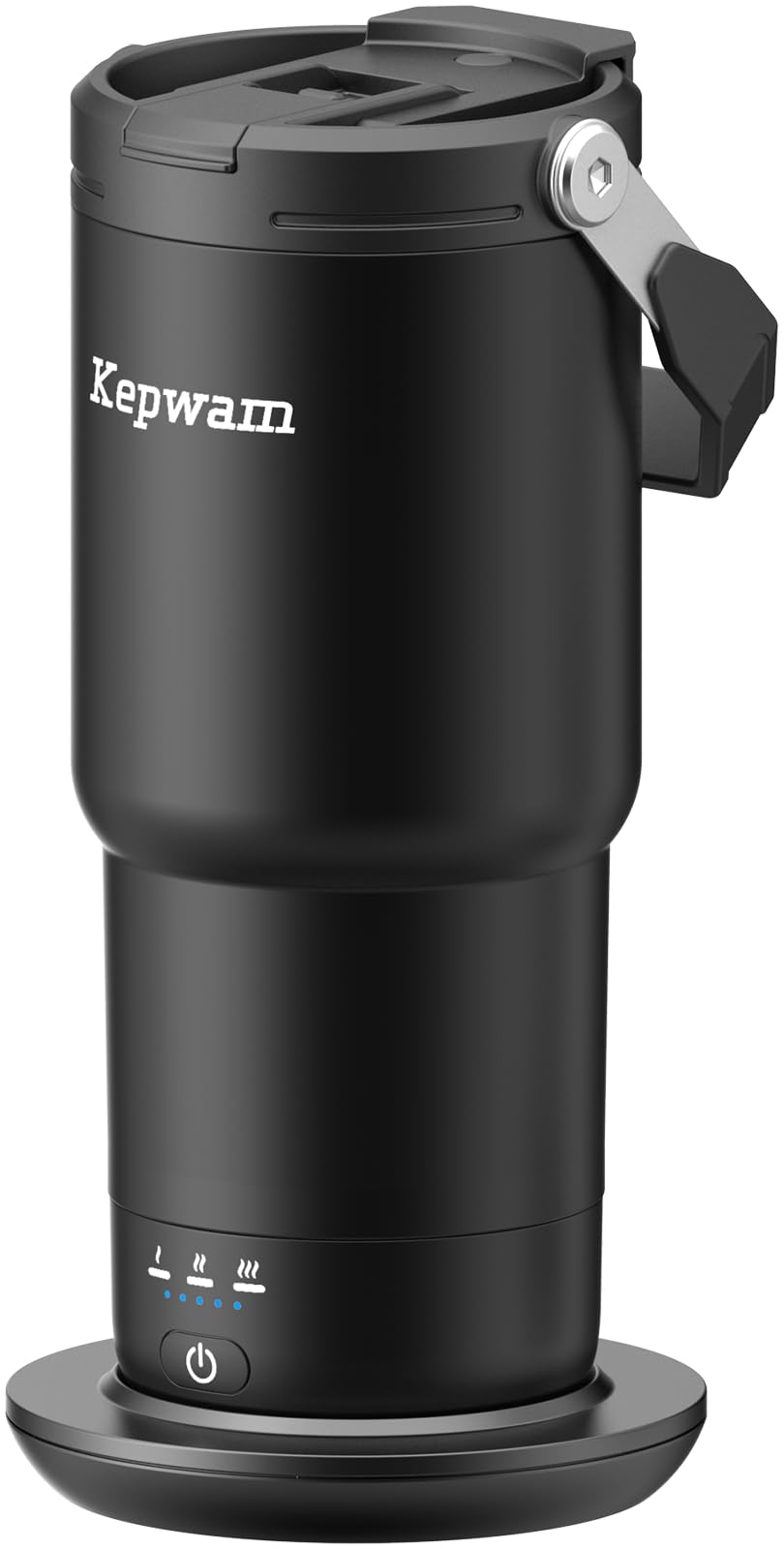 Kepwam self-heating mug top view with easy-grip handle for travel
