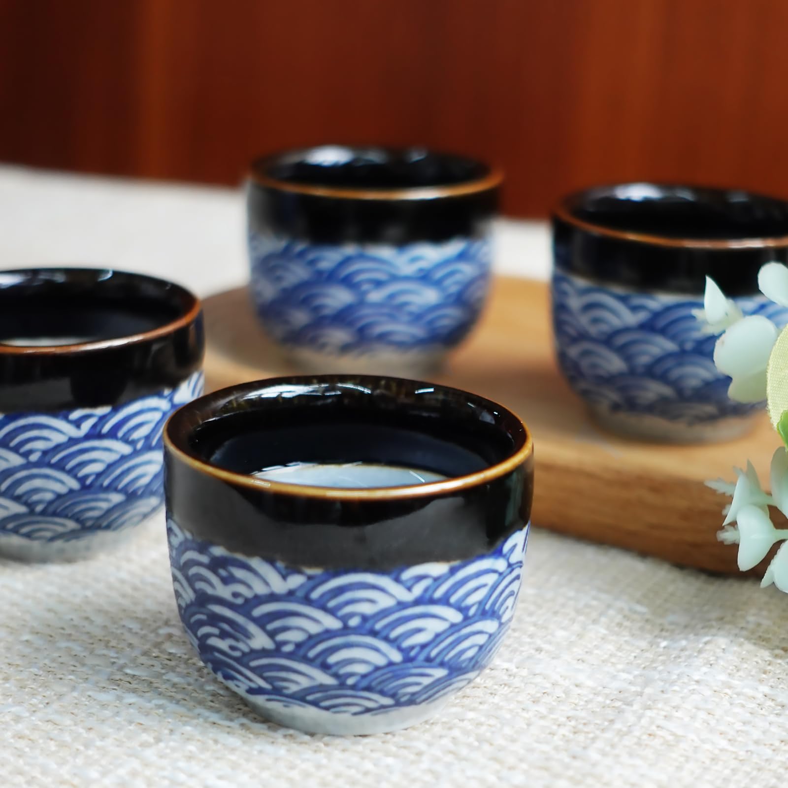 KeQiu blue wave pattern enhances traditional Japanese style.