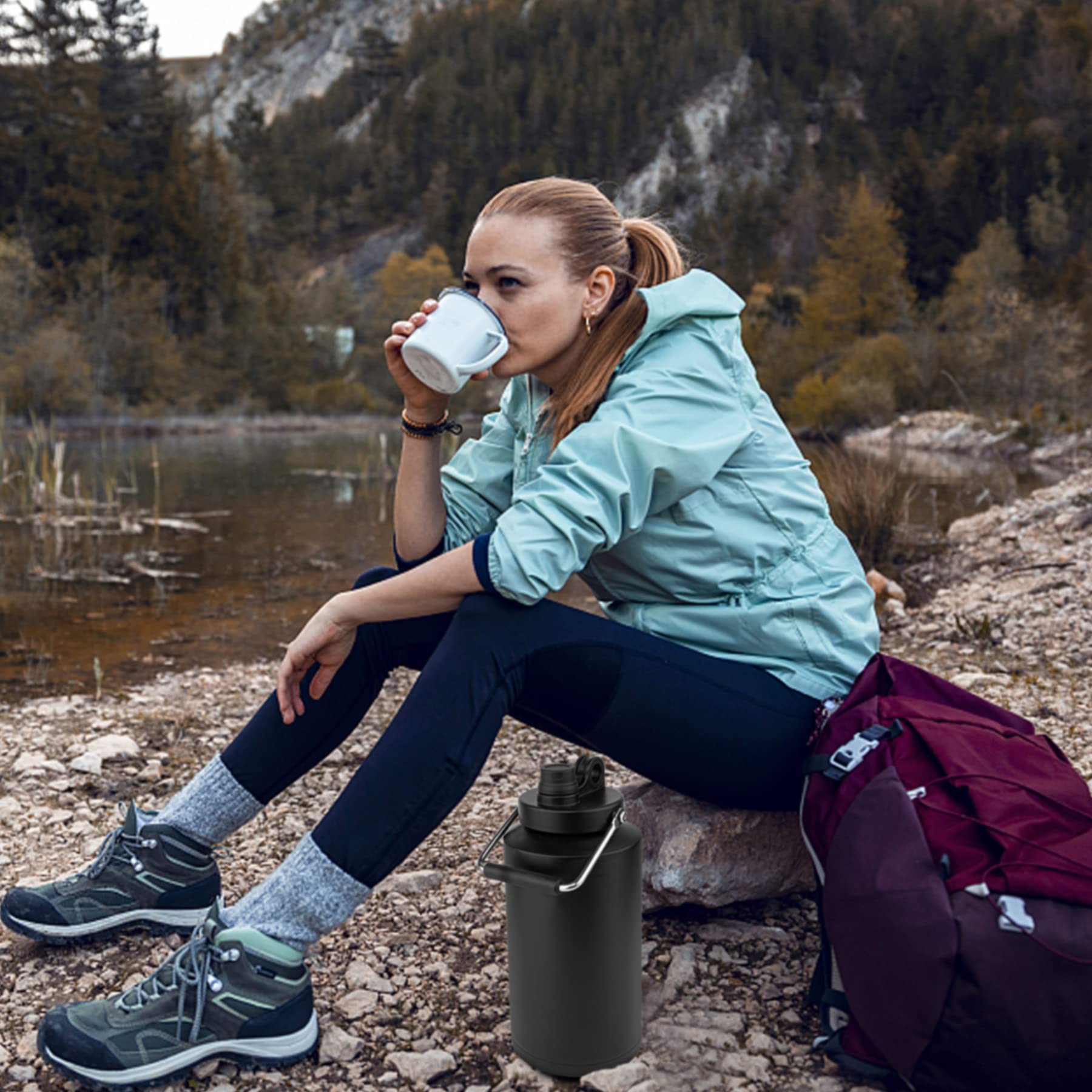 Kerilyn sleek black gallon bottle for gym and road trips.
