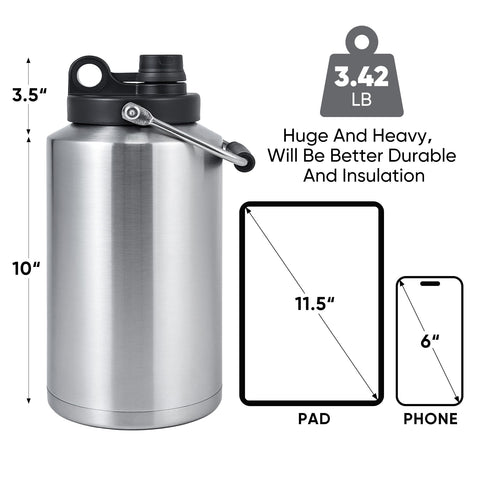 Kerilyn vacuum-insulated gallon bottle keeps drinks cold during outdoor adventures