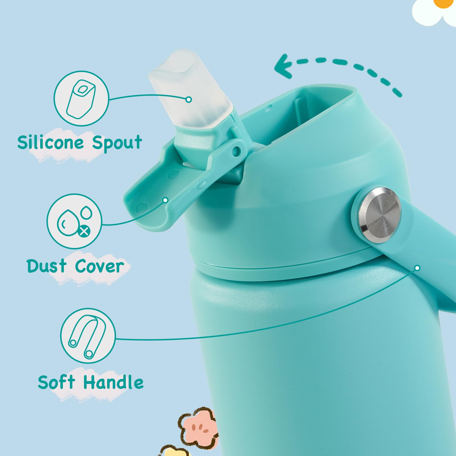 Kerilyn leak-proof lid ensures mess-free transport for active kids.