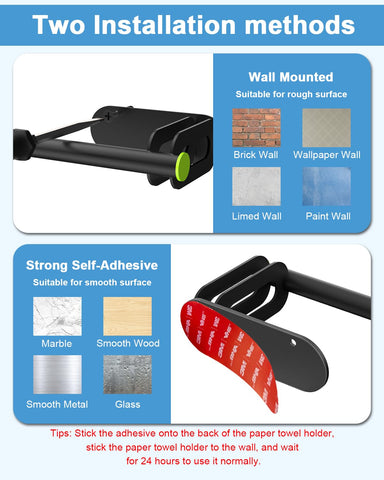Kerisgo black wall-mount paper towel holder with durable metal construction.