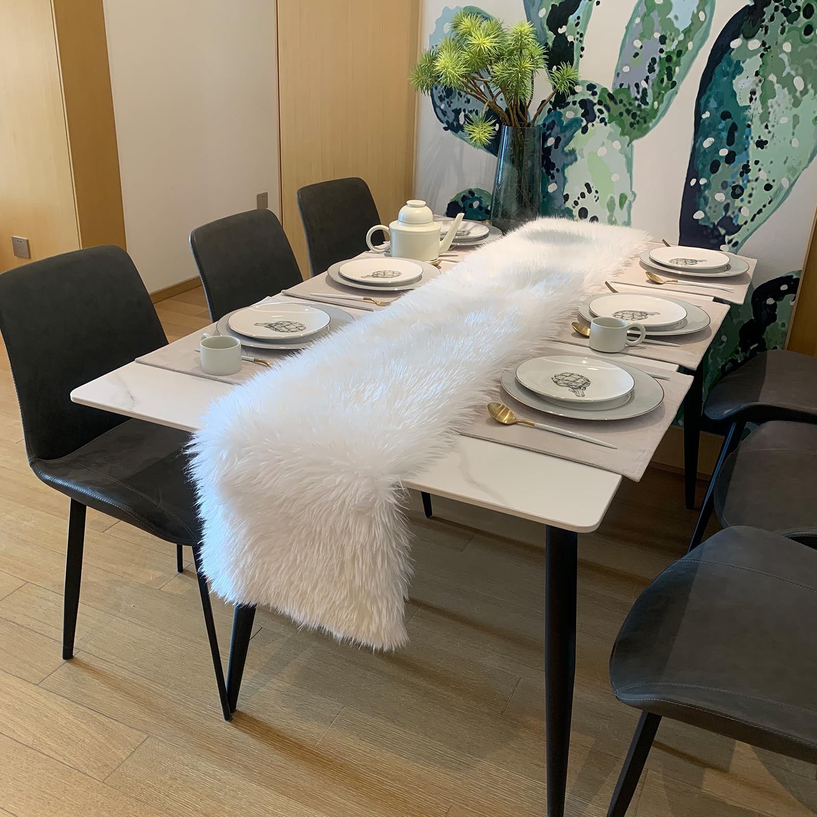 KERTFGOKU pearl white table runner complements varied decor styles.