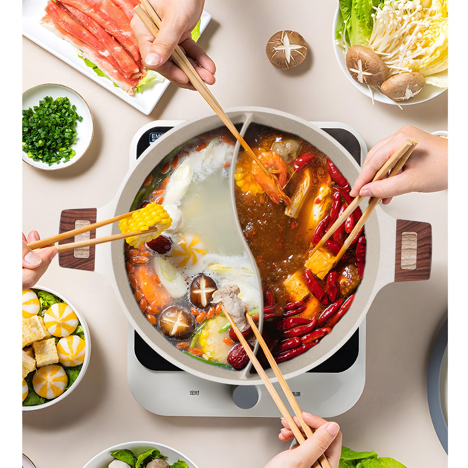 Kerykwan monoblock design prevents leakage between pot compartments.