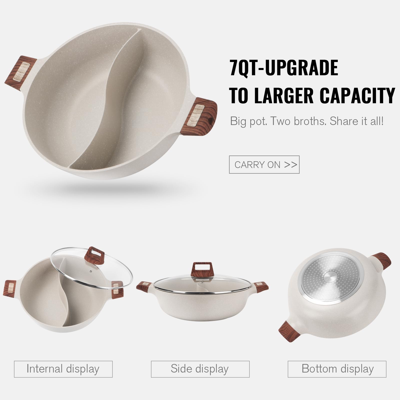 Kerykwan pot with tempered glass lid and steam vent for monitoring.