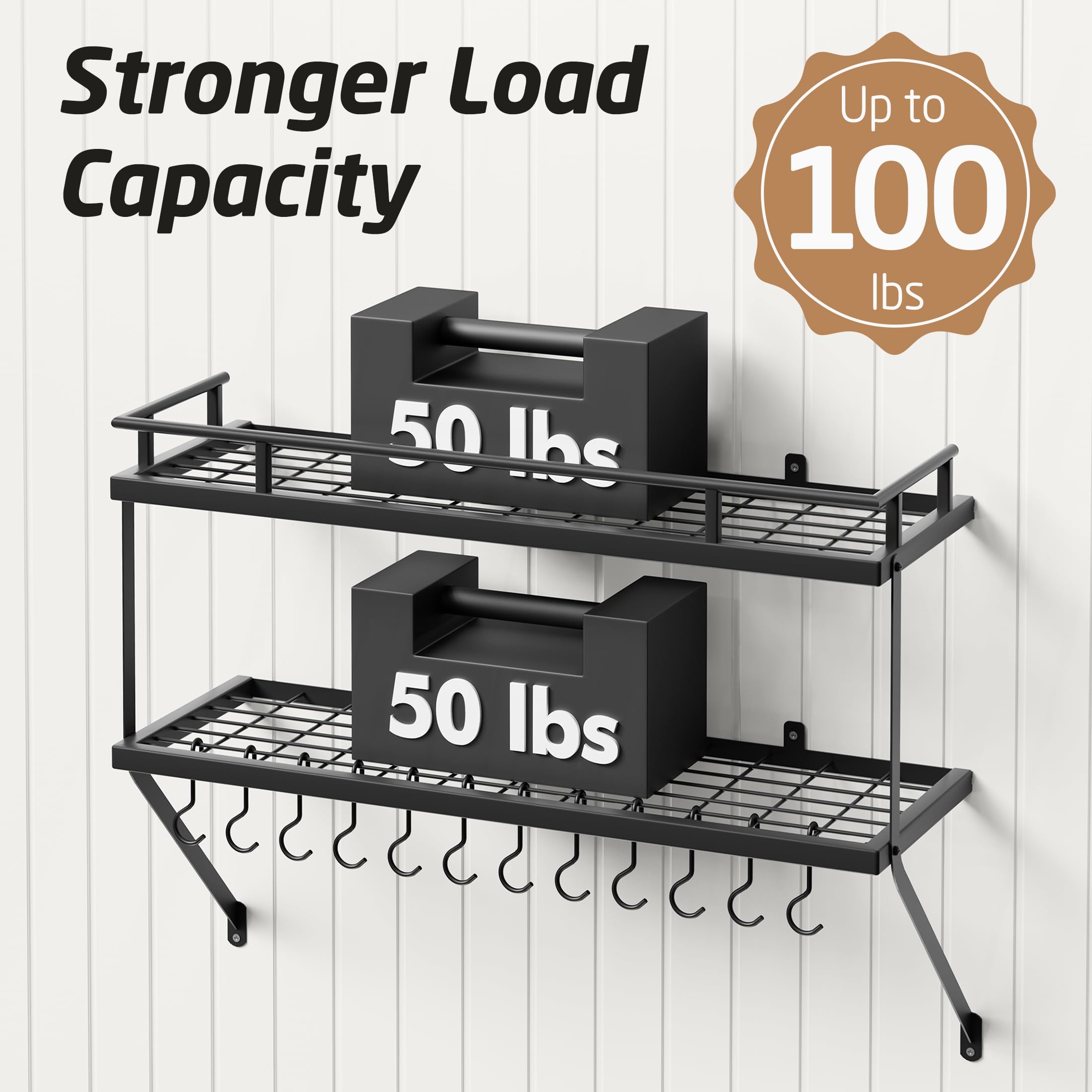 KES 12 movable hooks organize utensils, lids, and tools.