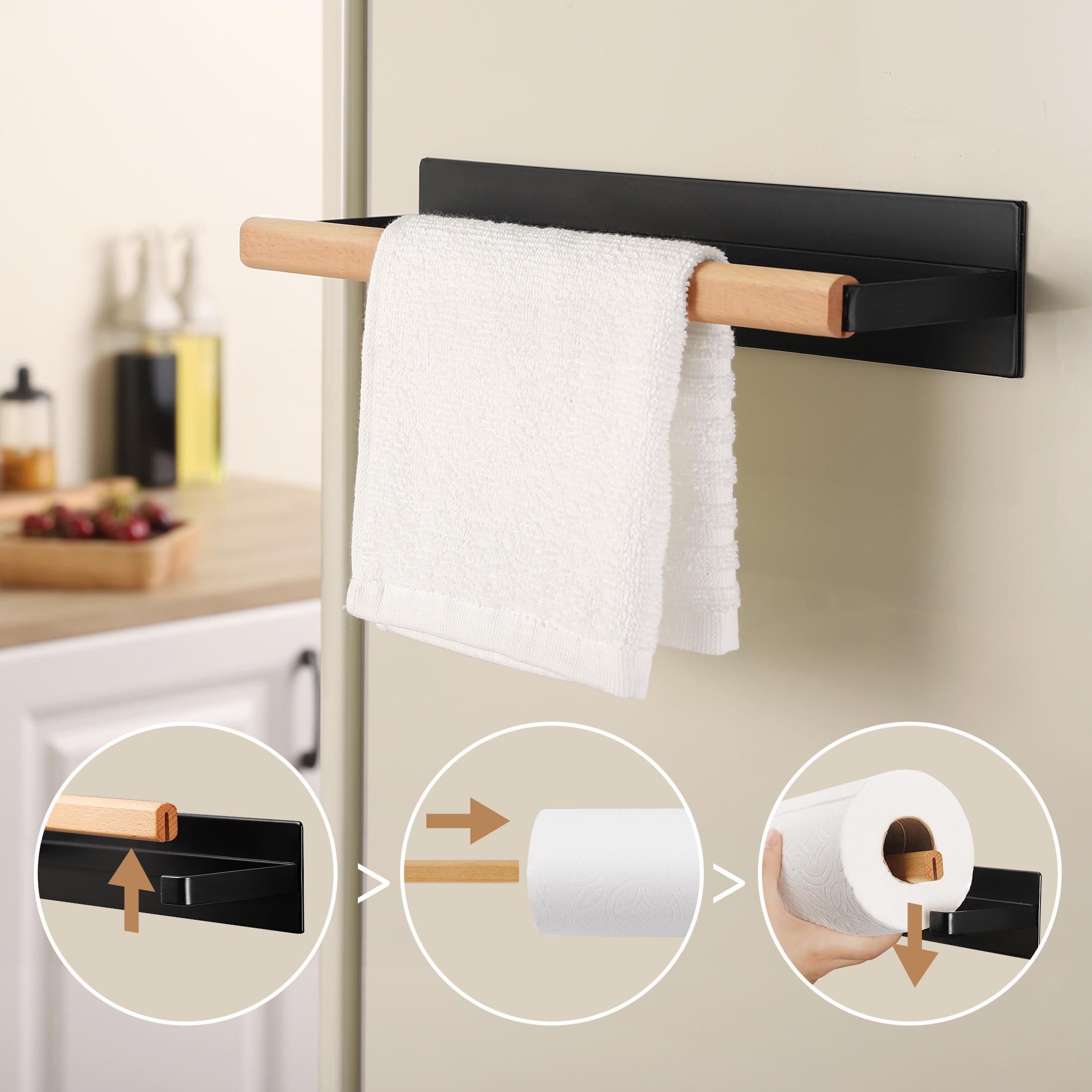 KES magnetic holder on fridge for easy access while cooking