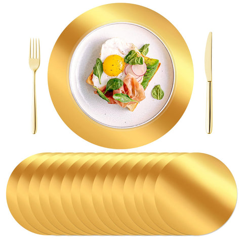 KesaPlan mirrored gold round placemats elevate table elegance while protecting surfaces.
